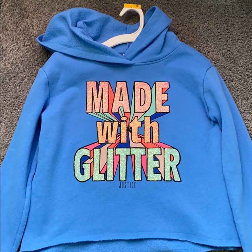 A blue hoodie for girls ages 9-11!